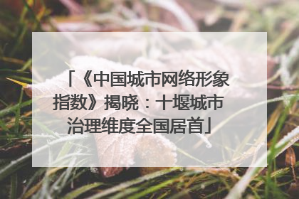 《中国城市网络形象指数》揭晓：十堰城市治理维度全国居首