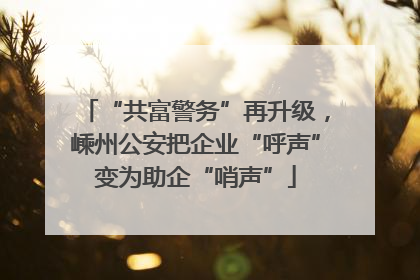 “共富警务”再升级，嵊州公安把企业“呼声”变为助企“哨声”