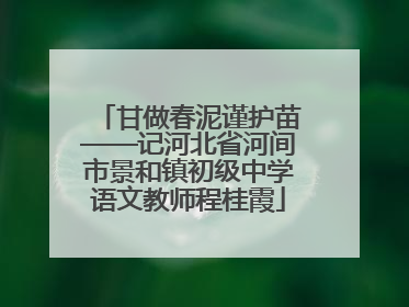甘做春泥谨护苗——记河北省河间市景和镇初级中学语文教师程桂霞