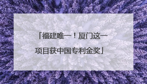 福建唯一！厦门这一项目获中国专利金奖
