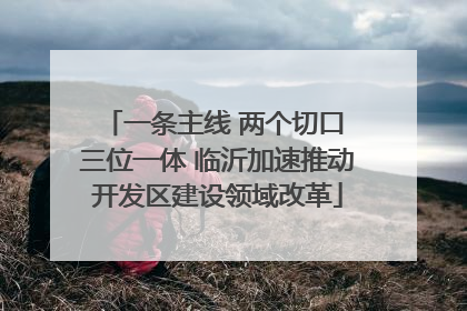 一条主线 两个切口 三位一体 临沂加速推动开发区建设领域改革