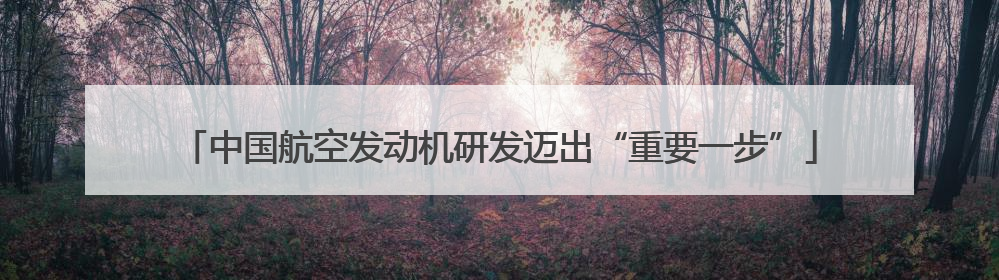 中国航空发动机研发迈出“重要一步”