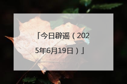今日辟谣（2025年6月19日）