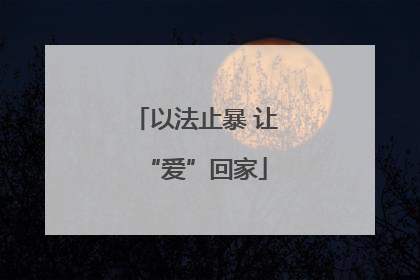 以法止暴 让“爱”回家