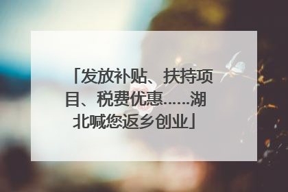 发放补贴、扶持项目、税费优惠……湖北喊您返乡创业