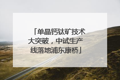 单晶钙钛矿技术大突破，中试生产线落地浦东康桥