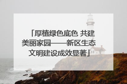 厚植绿色底色 共建美丽家园——新区生态文明建设成效显著