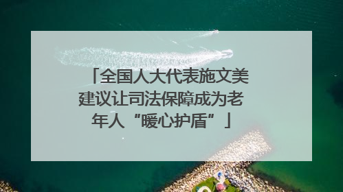 全国人大代表施文美建议让司法保障成为老年人“暖心护盾”