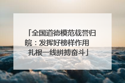 全国道德模范载誉归皖：发挥好榜样作用 扎根一线拼搏奋斗