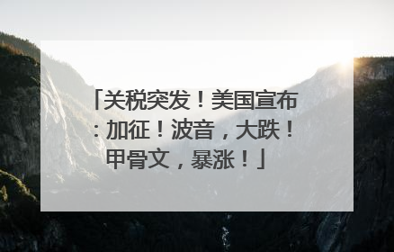 关税突发！美国宣布：加征！波音，大跌！甲骨文，暴涨！