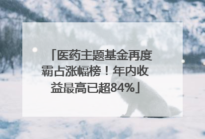 医药主题基金再度霸占涨幅榜！年内收益最高已超84%