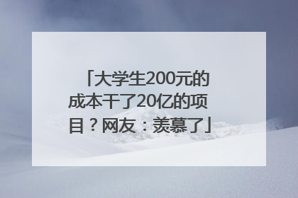 大学生200元的成本干了20亿的项目？网友：羡慕了
