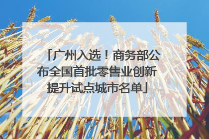 广州入选！商务部公布全国首批零售业创新提升试点城市名单