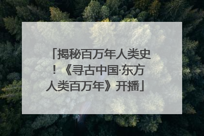 揭秘百万年人类史！《寻古中国·东方人类百万年》开播