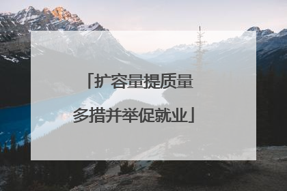 扩容量提质量 多措并举促就业