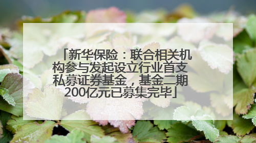 新华保险：联合相关机构参与发起设立行业首支私募证券基金，基金二期200亿元已募集完毕