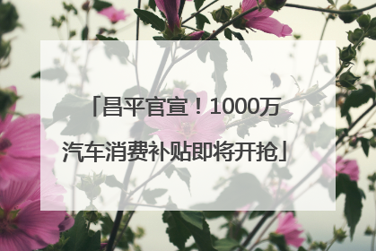 昌平官宣！1000万汽车消费补贴即将开抢