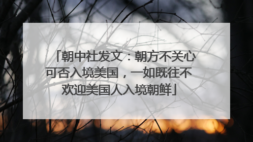 朝中社发文：朝方不关心可否入境美国，一如既往不欢迎美国人入境朝鲜