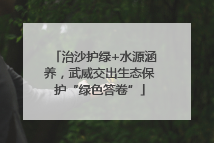 治沙护绿+水源涵养，武威交出生态保护“绿色答卷”