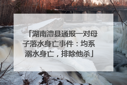 湖南澧县通报一对母子落水身亡事件：均系溺水身亡，排除他杀