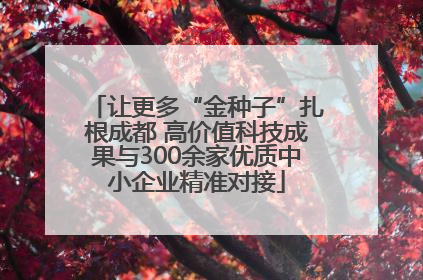 让更多“金种子”扎根成都 高价值科技成果与300余家优质中小企业精准对接