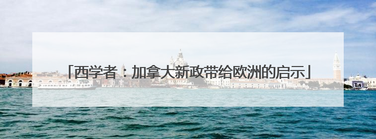 西学者：加拿大新政带给欧洲的启示
