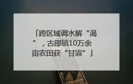跨区域调水解“渴”，古邵镇10万余亩农田获“甘霖”