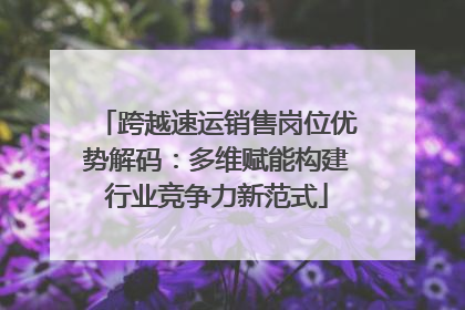 跨越速运销售岗位优势解码：多维赋能构建行业竞争力新范式