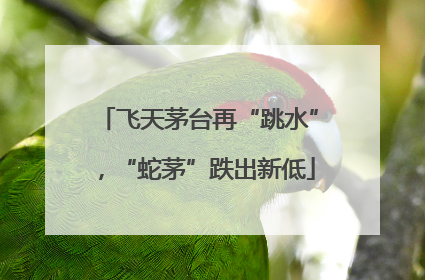 飞天茅台再“跳水”，“蛇茅”跌出新低