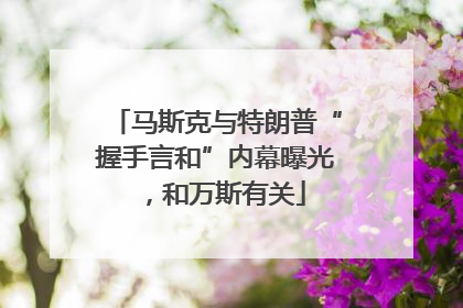 马斯克与特朗普“握手言和”内幕曝光，和万斯有关