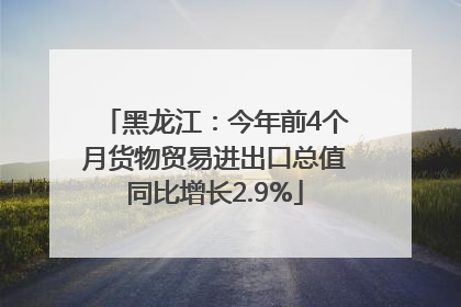 黑龙江：今年前4个月货物贸易进出口总值同比增长2.9%