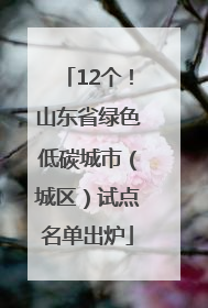 12个！山东省绿色低碳城市（城区）试点名单出炉